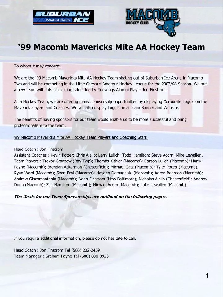 99 macomb mavericks mite aa hockey team