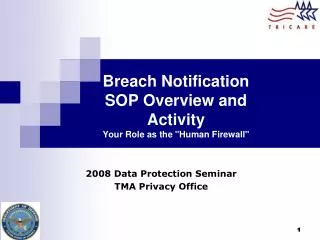 Breach Notification SOP Overview and Activity Your Role as the &quot;Human Firewall&quot;