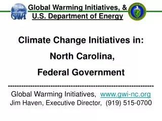 Global Warming Initiatives, &amp; U.S. Department of Energy