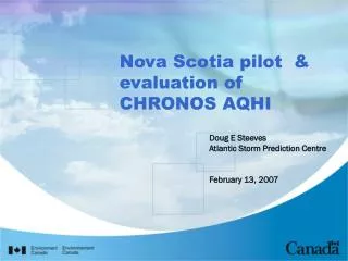 Nova Scotia pilot &amp; evaluation of CHRONOS AQHI