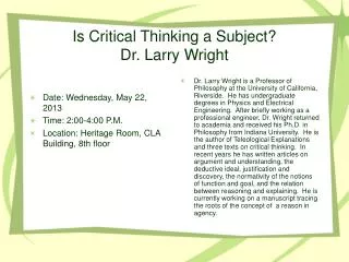 is critical thinking a subject dr larry wright