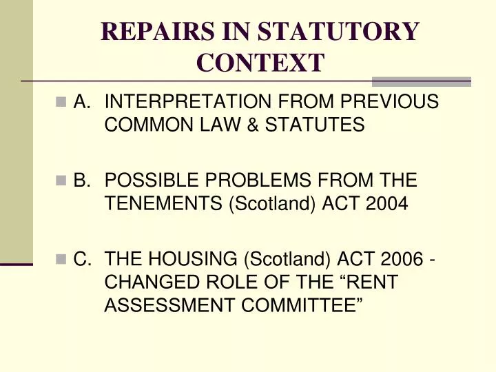 repairs in statutory context