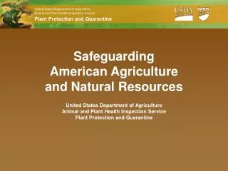 Safeguarding American Agriculture and Natural Resources