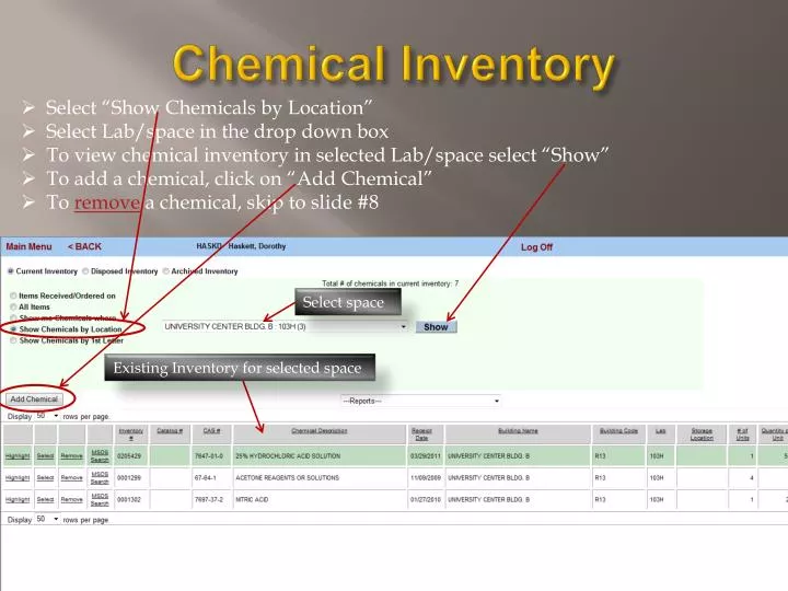 chemical inventory
