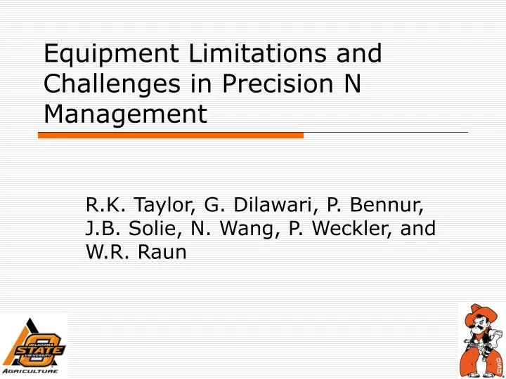 equipment limitations and challenges in precision n management