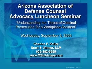 Arizona Association of Defense Counsel Advocacy Luncheon Seminar