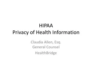 HIPAA Privacy of Health Information