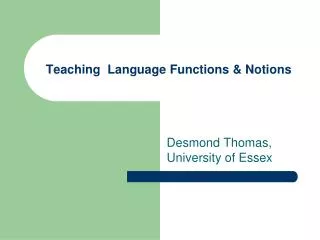 Teaching Language Functions &amp; Notions