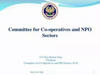 Committee for Co-operatives and NPO Sectors