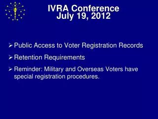IVRA Conference July 19, 2012