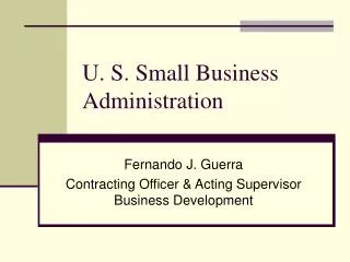 U. S. Small Business Administration