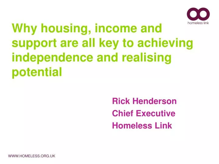 why housing income and support are all key to achieving independence and realising potential