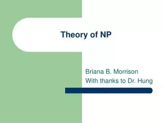 Theory of NP