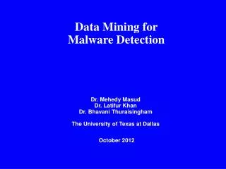Data Mining for Malware Detection