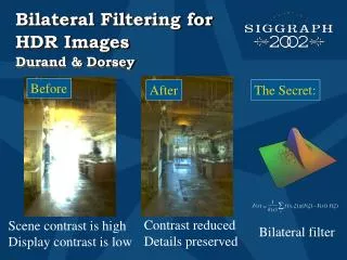 Bilateral Filtering for HDR Images Durand &amp; Dorsey
