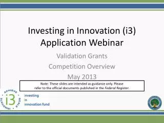 Investing in Innovation (i3) Application Webinar