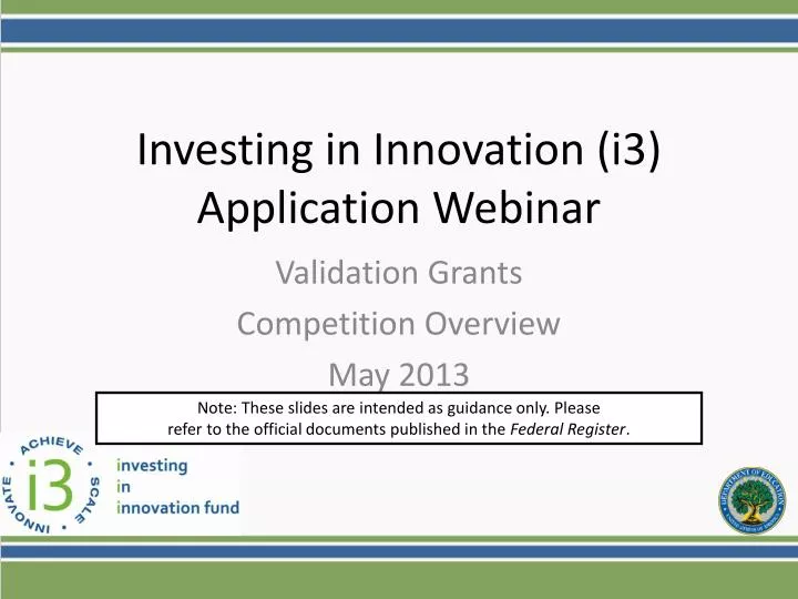 investing in innovation i3 application webinar