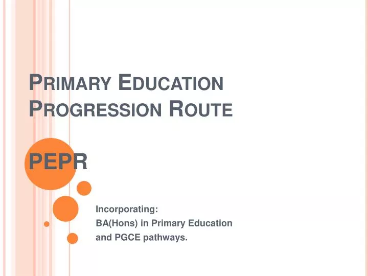 primary education progression route pepr
