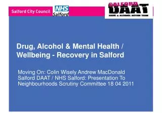 Drug, Alcohol &amp; Mental Health / Wellbeing - Recovery in Salford