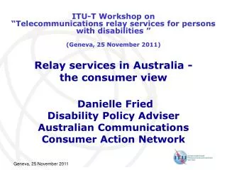 Relay services in Australia - the consumer view