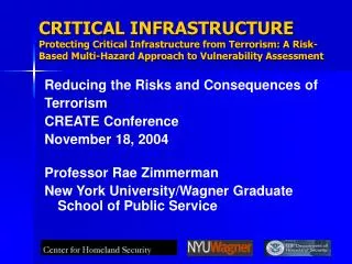CRITICAL INFRASTRUCTURE Protecting Critical Infrastructure from Terrorism: A Risk-Based Multi-Hazard Approach to Vulner
