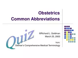 Obstetrics Common Abbreviations