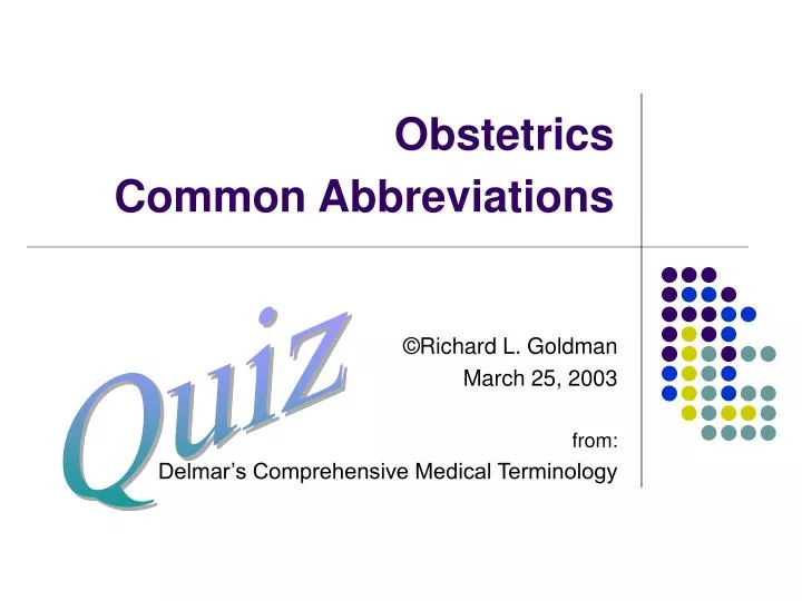 Obstetrics Common Abbreviations N 