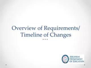 Overview of Requirements/ Timeline of Changes
