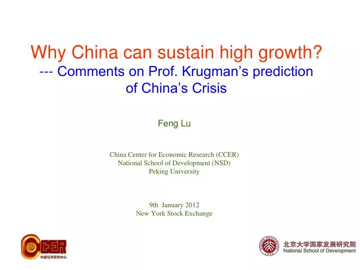 why china can sustain high growth comments on prof krugman s prediction of china s crisis