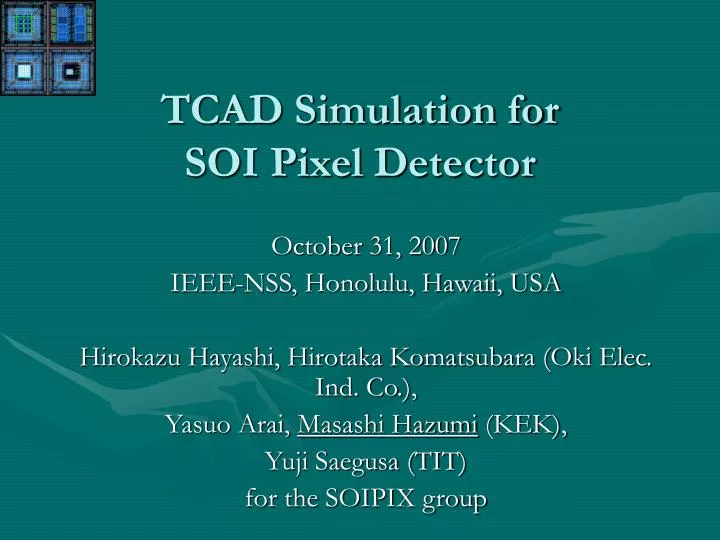 tcad simulation for soi pixel detector