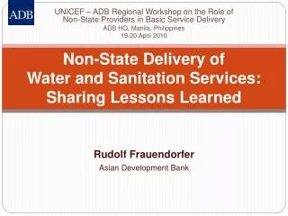 non state delivery of water and sanitation services sharing lessons learned