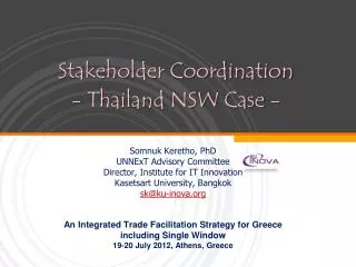 Stakeholder Coordination - Thailand NSW Case -