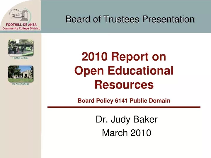 2010 report on open educational resources board policy 6141 public domain