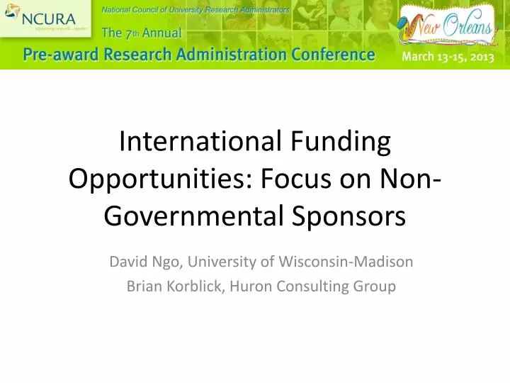 international funding opportunities focus on non governmental sponsors