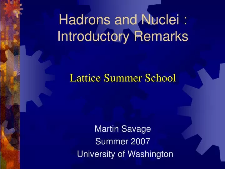 hadrons and nuclei introductory remarks