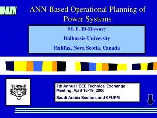 ANN-Based Operational Planning of Power Systems