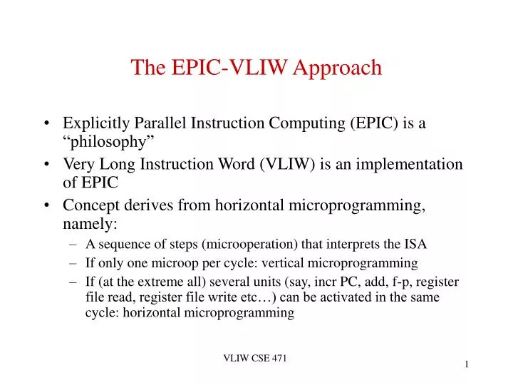 the epic vliw approach