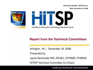 Report from the Technical Committees