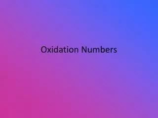 Oxidation Numbers