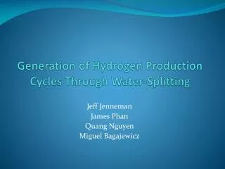 Generation of Hydrogen Production Cycles Through Water-Splitting