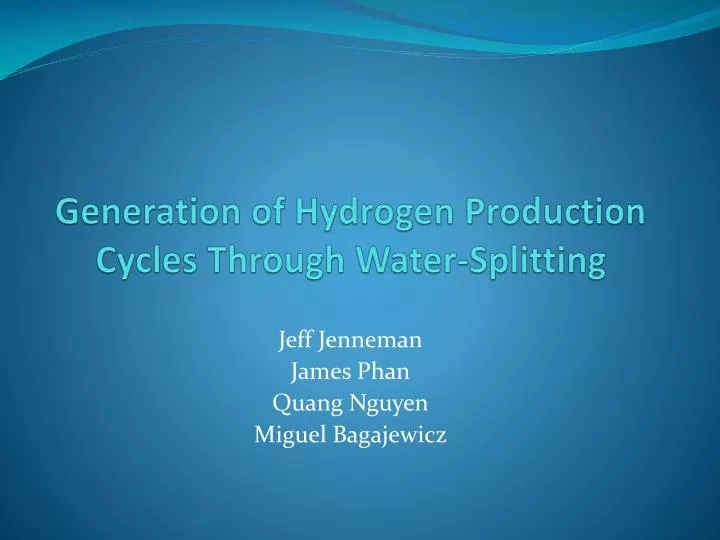 generation of hydrogen production cycles through water splitting