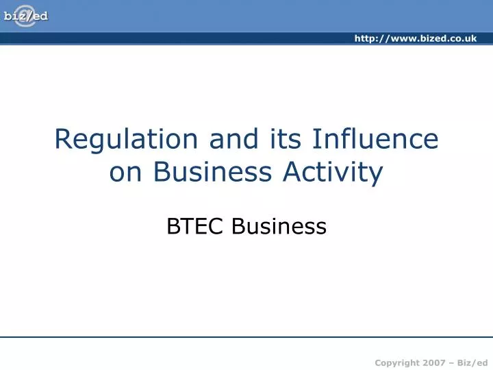regulation and its influence on business activity