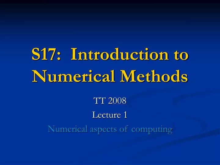 s17 introduction to numerical methods