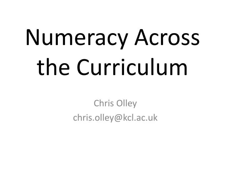 numeracy across the curriculum