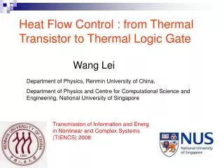 Heat Flow Control : from Thermal Transistor to Thermal Logic Gate