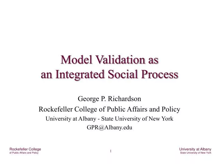 model validation as an integrated social process