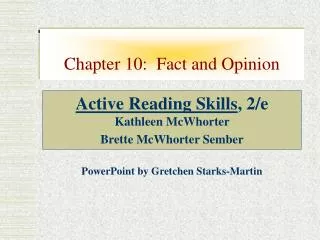 Chapter 10: Fact and Opinion