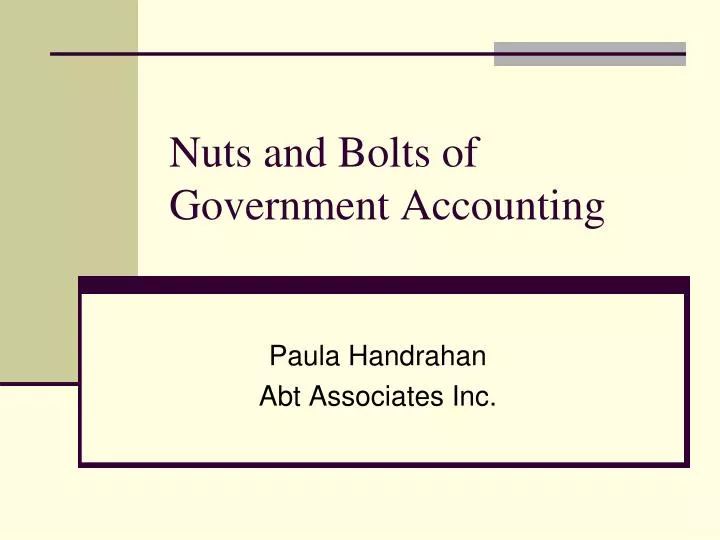 nuts and bolts of government accounting