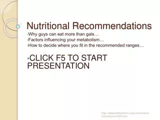 nutritional recommendations