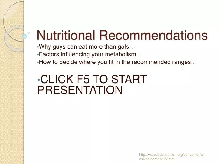 nutritional recommendations
